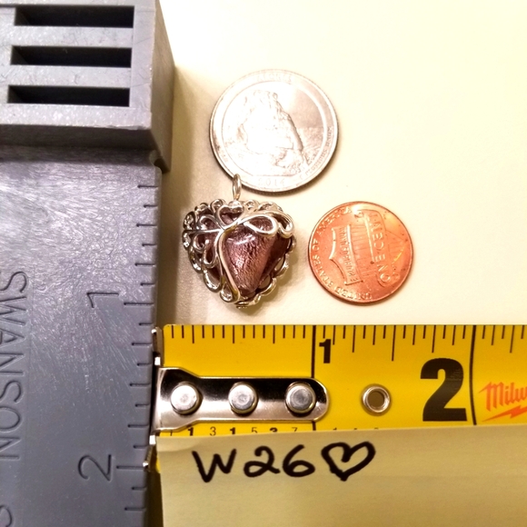 Vecchia Murano Italian Hand-blown heart-shaped glass beads pendant Hand Crafted❣ - Picture 3 of 11